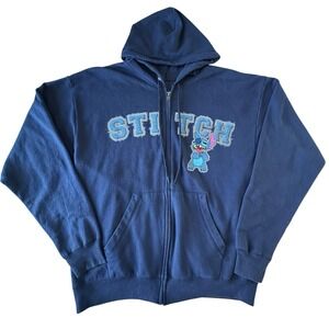 Disneyland Walt Disney World Parks Exclusive Stitch Zip Hoodie Sweatshirt LARGE